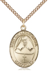[7015GF/24GF] 14kt Gold Filled Saint Katharine Drexel Pendant on a 24 inch Gold Filled Heavy Curb chain