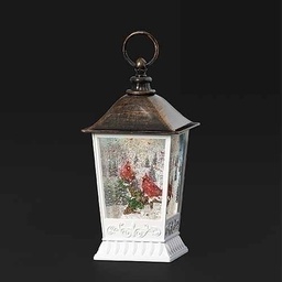[RO-134996] 9.5&quot;H Led Swirl Cardinal Print - Lantern; Batt N/Inc; Port/Cord - Christmas