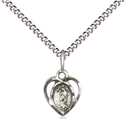 [5412SS/18S] Sterling Silver Our Lady of la Salette Pendant on a 18 inch Light Rhodium Light Curb chain