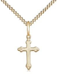 [5415GF/18G] 14kt Gold Filled Cross Pendant on a 18 inch Gold Plate Light Curb chain