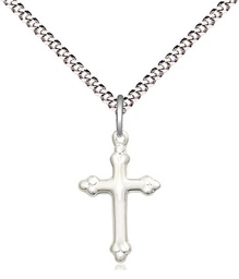 [5415SS/18S] Sterling Silver Cross Pendant on a 18 inch Light Rhodium Light Curb chain
