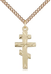[5416GF/24GF] 14kt Gold Filled Greek Orthodox Cross Pendant on a 24 inch Gold Filled Heavy Curb chain