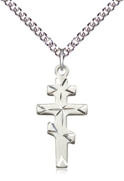 [5416SS/24SS] Sterling Silver Greek Orthodox Cross Pendant on a 24 inch Sterling Silver Heavy Curb chain