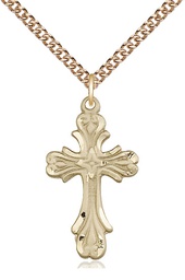 [5419GF/24GF] 14kt Gold Filled Cross Pendant on a 24 inch Gold Filled Heavy Curb chain