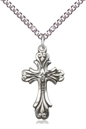 [5419SS/24SS] Sterling Silver Cross Pendant on a 24 inch Sterling Silver Heavy Curb chain