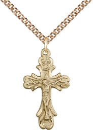 [5421GF/24GF] 14kt Gold Filled Crucifix Pendant on a 24 inch Gold Filled Heavy Curb chain
