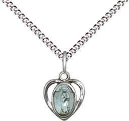 [5422ESS/18S] Sterling Silver Our Lady of Guadalupe Pendant on a 18 inch Light Rhodium Light Curb chain