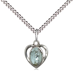[5422ESS/18S] Sterling Silver Our Lady of Guadalupe Pendant on a 18 inch Light Rhodium Light Curb chain