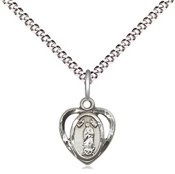 [5422SS/18S] Sterling Silver Our Lady of Guadalupe Pendant on a 18 inch Light Rhodium Light Curb chain