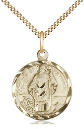 [5426GF/18G] 14kt Gold Filled Saint Patrick Pendant on a 18 inch Gold Plate Light Curb chain