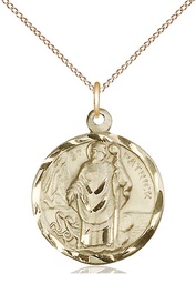 [5426GF/18GF] 14kt Gold Filled Saint Patrick Pendant on a 18 inch Gold Filled Light Curb chain