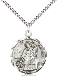 [5426SS/18S] Sterling Silver Saint Patrick Pendant on a 18 inch Light Rhodium Light Curb chain