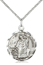 [5426SS/18SS] Sterling Silver Saint Patrick Pendant on a 18 inch Sterling Silver Light Curb chain