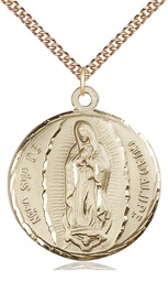 [5429GF/24GF] 14kt Gold Filled Our Lady of Guadalupe Pendant on a 24 inch Gold Filled Heavy Curb chain