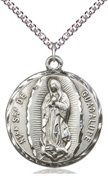 [5429SS/24SS] Sterling Silver Our Lady of Guadalupe Pendant on a 24 inch Sterling Silver Heavy Curb chain