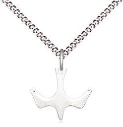 [5431SS/18S] Sterling Silver Holy Spirit Pendant on a 18 inch Light Rhodium Light Curb chain