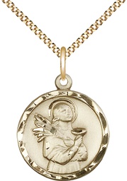 [5435GF/18G] 14kt Gold Filled Saint Lucy Pendant on a 18 inch Gold Plate Light Curb chain