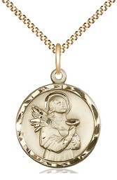 [5435GF/18G] 14kt Gold Filled Saint Lucy Pendant on a 18 inch Gold Plate Light Curb chain