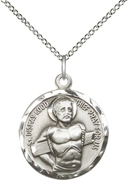 [5436SS/18SS] Sterling Silver Dismas Pendant on a 18 inch Sterling Silver Light Curb chain