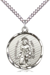 [5437SS/24SS] Sterling Silver Saint Perregrine Pendant on a 24 inch Sterling Silver Heavy Curb chain