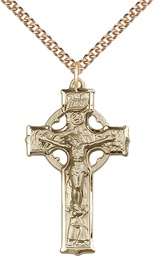 [5440GF/24GF] 14kt Gold Filled Celtic Crucifix Pendant on a 24 inch Gold Filled Heavy Curb chain