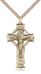 [5440GF/24GF] 14kt Gold Filled Celtic Crucifix Pendant on a 24 inch Gold Filled Heavy Curb chain