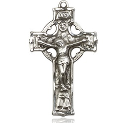[5440SSY] Sterling Silver Celtic Crucifix Medal