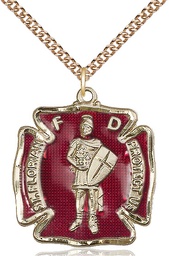 [5445EGF/24GF] 14kt Gold Filled Saint Florian Pendant on a 24 inch Gold Filled Heavy Curb chain