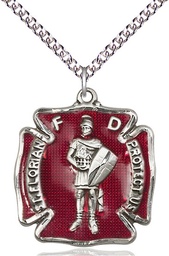 [5445ESS/24SS] Sterling Silver Saint Florian Pendant on a 24 inch Sterling Silver Heavy Curb chain