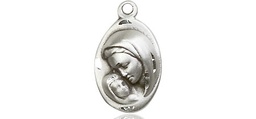 [5447SSY] Sterling Silver Madonna &amp; Child Medal - With Box