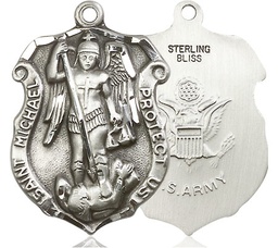 [5448SS2] Sterling Silver Saint Michael Army Medal