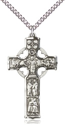 [5459SS/24SS] Sterling Silver Celtic Cross Pendant on a 24 inch Sterling Silver Heavy Curb chain