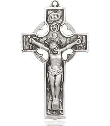 [5460SS] Sterling Silver Celtic Crucifix Medal