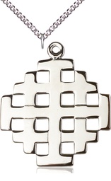 [5548SS/24SS] Sterling Silver Cross Pendant on a 24 inch Sterling Silver Heavy Curb chain