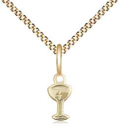 [5614GF/18G] 14kt Gold Filled Chalice Pendant on a 18 inch Gold Plate Light Curb chain