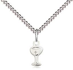 [5614SS/18S] Sterling Silver Chalice Pendant on a 18 inch Light Rhodium Light Curb chain
