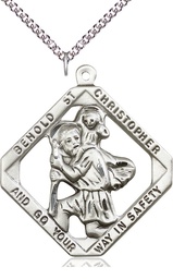 [5628SS/24SS] Sterling Silver Saint Christopher Pendant on a 24 inch Sterling Silver Heavy Curb chain