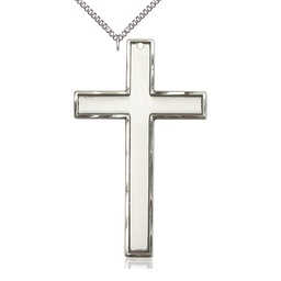 [5636SS/24SS] Sterling Silver Cross Pendant on a 24 inch Sterling Silver Heavy Curb chain