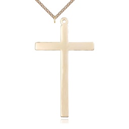 [5640GF/24GF] 14kt Gold Filled Cross Pendant on a 24 inch Gold Filled Heavy Curb chain