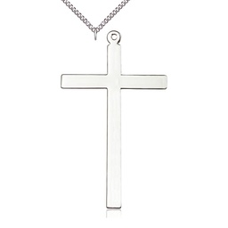 [5640SS/24SS] Sterling Silver Cross Pendant on a 24 inch Sterling Silver Heavy Curb chain