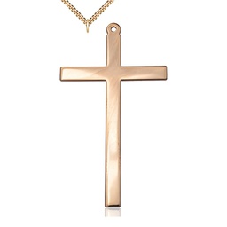 [5641GF/24G] 14kt Gold Filled Cross Pendant on a 24 inch Gold Plate Heavy Curb chain