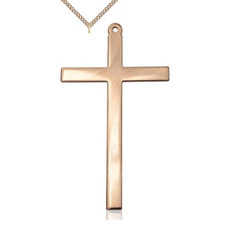 [5641GF/24GF] 14kt Gold Filled Cross Pendant on a 24 inch Gold Filled Heavy Curb chain