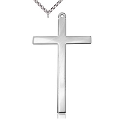 [5641SS/24S] Sterling Silver Cross Pendant on a 24 inch Light Rhodium Heavy Curb chain