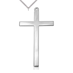 [5641SS/24SS] Sterling Silver Cross Pendant on a 24 inch Sterling Silver Heavy Curb chain