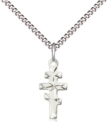 [5654SS/18S] Sterling Silver Greek Orthadox Cross Pendant on a 18 inch Light Rhodium Light Curb chain
