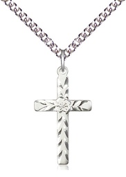 [5669SS/24SS] Sterling Silver Cross Pendant on a 24 inch Sterling Silver Heavy Curb chain
