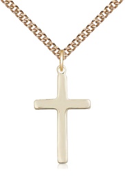 [5670GF/24GF] 14kt Gold Filled Cross Pendant on a 24 inch Gold Filled Heavy Curb chain