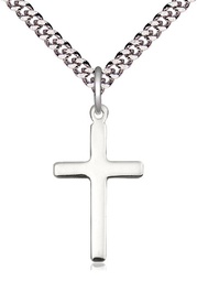 [5670SS/24S] Sterling Silver Cross Pendant on a 24 inch Light Rhodium Heavy Curb chain