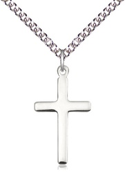 [5670SS/24SS] Sterling Silver Cross Pendant on a 24 inch Sterling Silver Heavy Curb chain