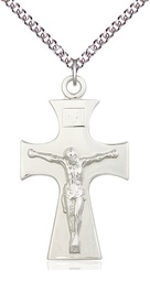 [5674SS/24SS] Sterling Silver Celtic Crucifix Pendant on a 24 inch Sterling Silver Heavy Curb chain